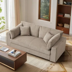 81’’Camel Sofa,Corduroy Couch for Bedroom,Comfy Sofa Couch,Modern Sofas for Living Room (Camel)
