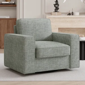 1 Pcs Single Sofa Chair, 360° Rotating Removable,Medieval Modern Armchair, Suitable For Living Room, Bedroom, Office, Grey/Beige